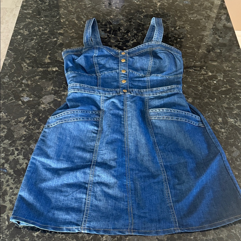 Denim Button-Front Sundress - Blue